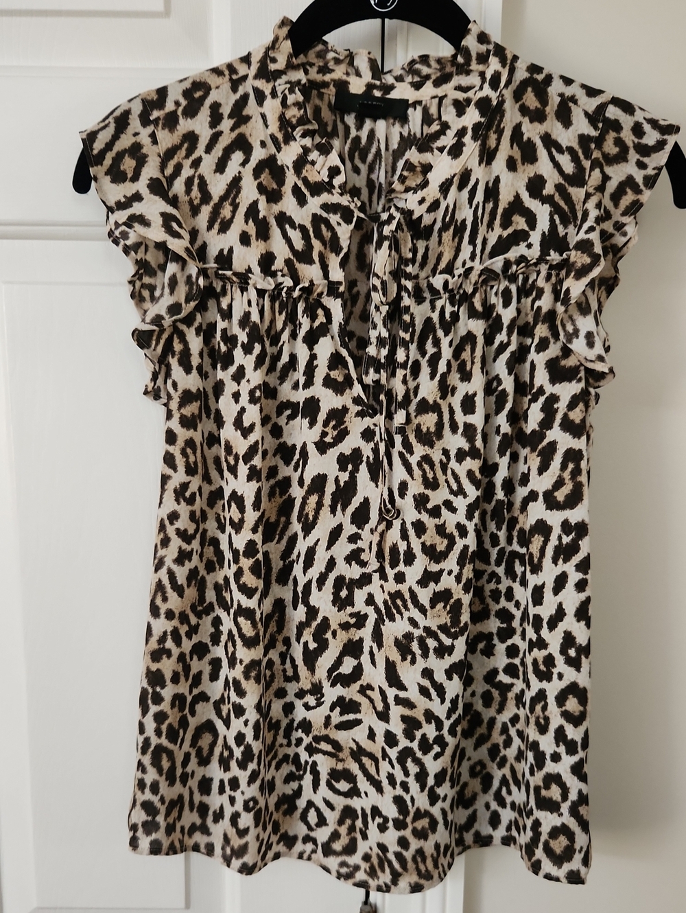 J. Crew Beige and Black Leopard-Print Blouse